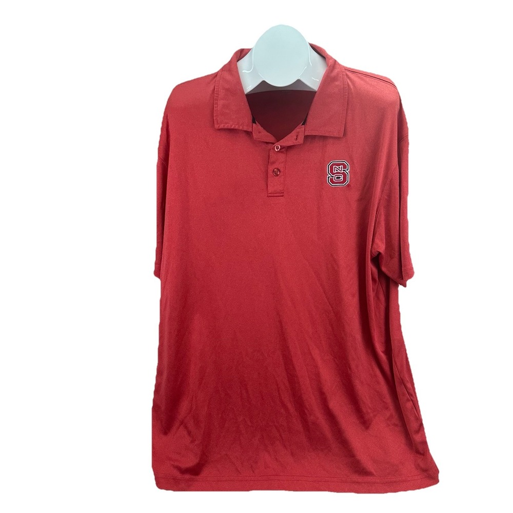 NC State Wolfpack Colosseum Short Sleeve Polo Shirt Men XXL Red Black Piping